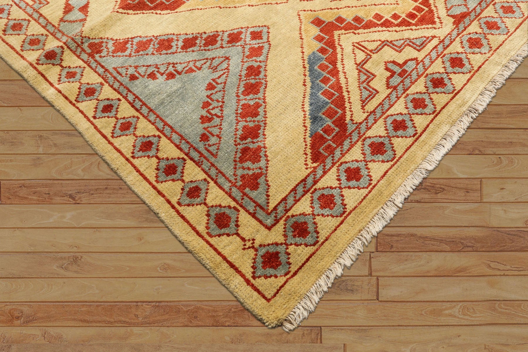 8x10 Gold, Burnt Orange, Aqua Color Hand Knotted Oushak Wool Southwestern Oriental Rug