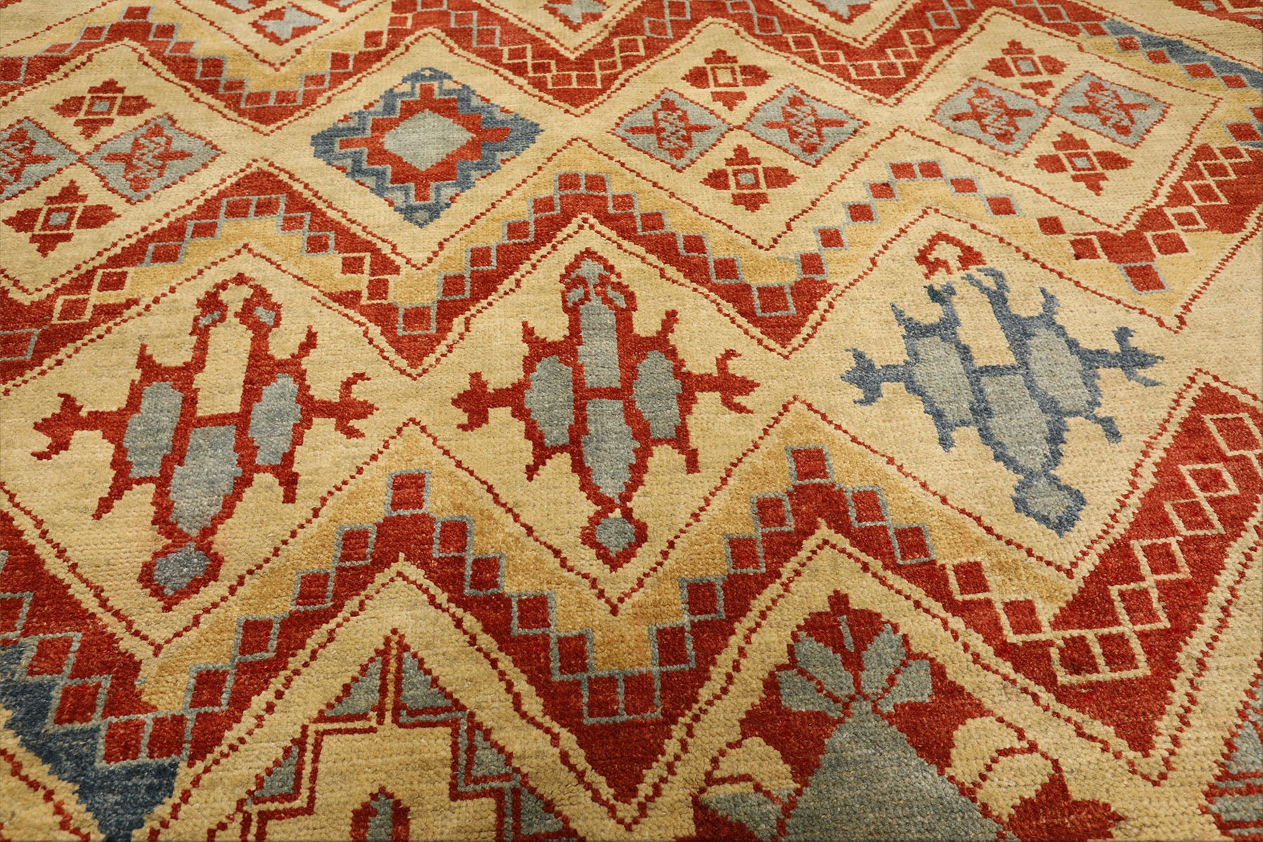 8x10 Gold, Burnt Orange, Aqua Color Hand Knotted Oushak Wool Southwestern Oriental Rug