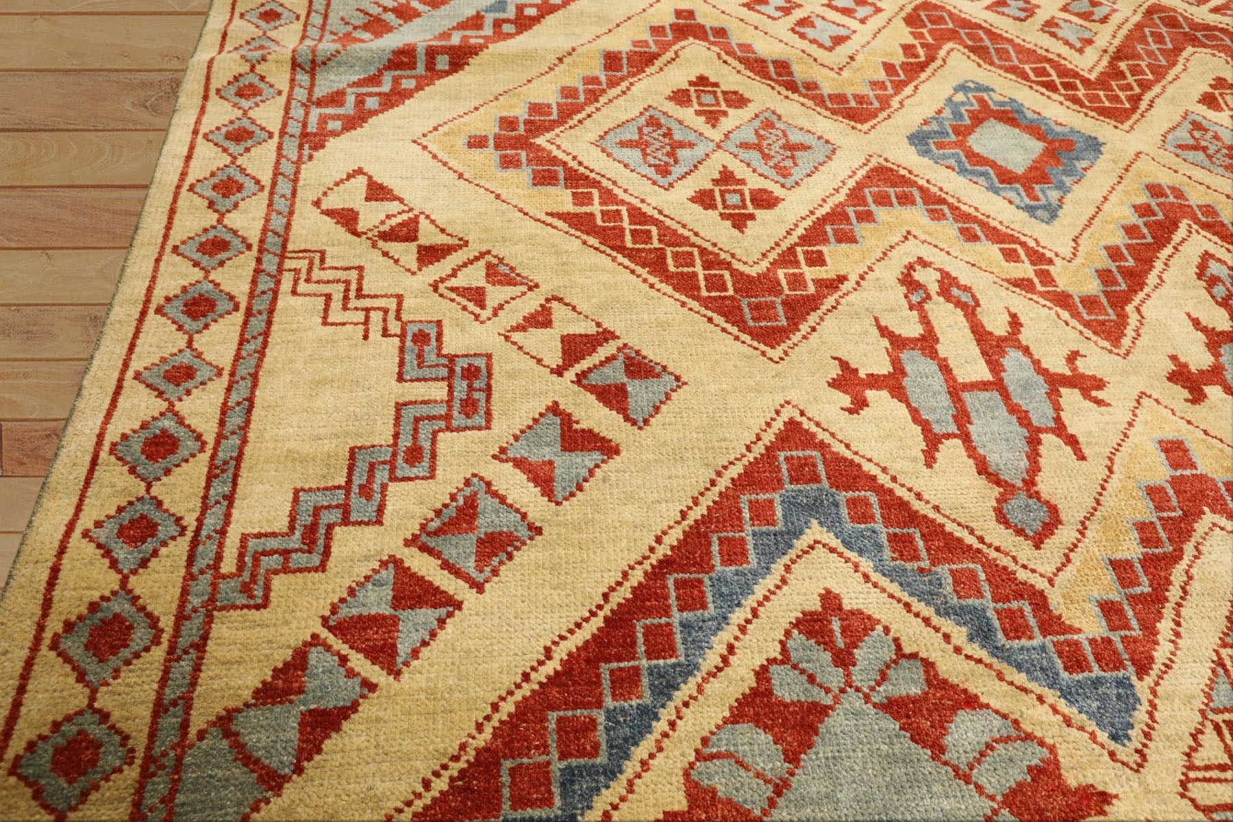 8x10 Gold, Burnt Orange, Aqua Color Hand Knotted Oushak Wool Southwestern Oriental Rug