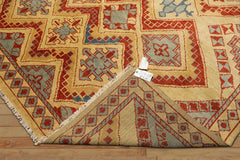 8x10 Gold, Burnt Orange, Aqua Color Hand Knotted Oushak Wool Southwestern Oriental Rug