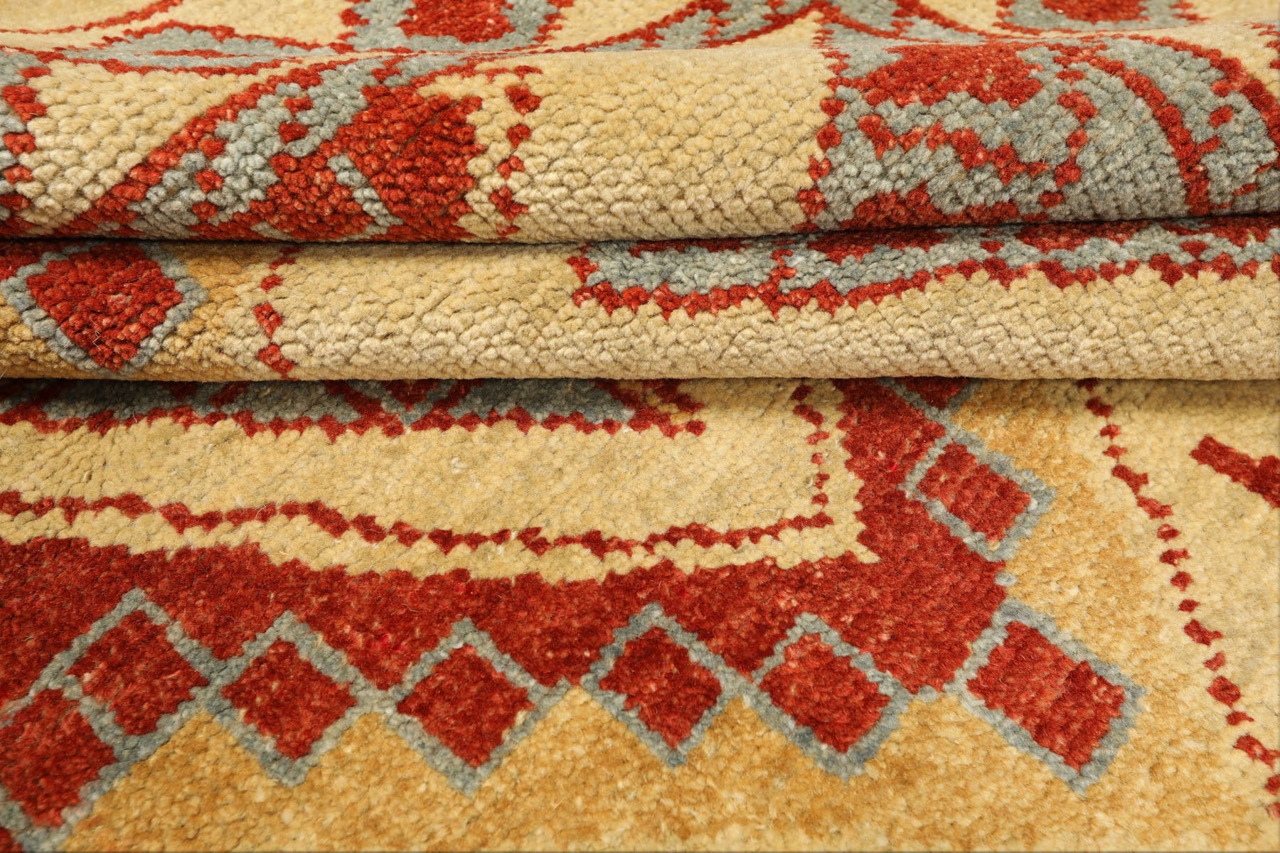 8x10 Gold, Burnt Orange, Aqua Color Hand Knotted Oushak Wool Southwestern Oriental Rug