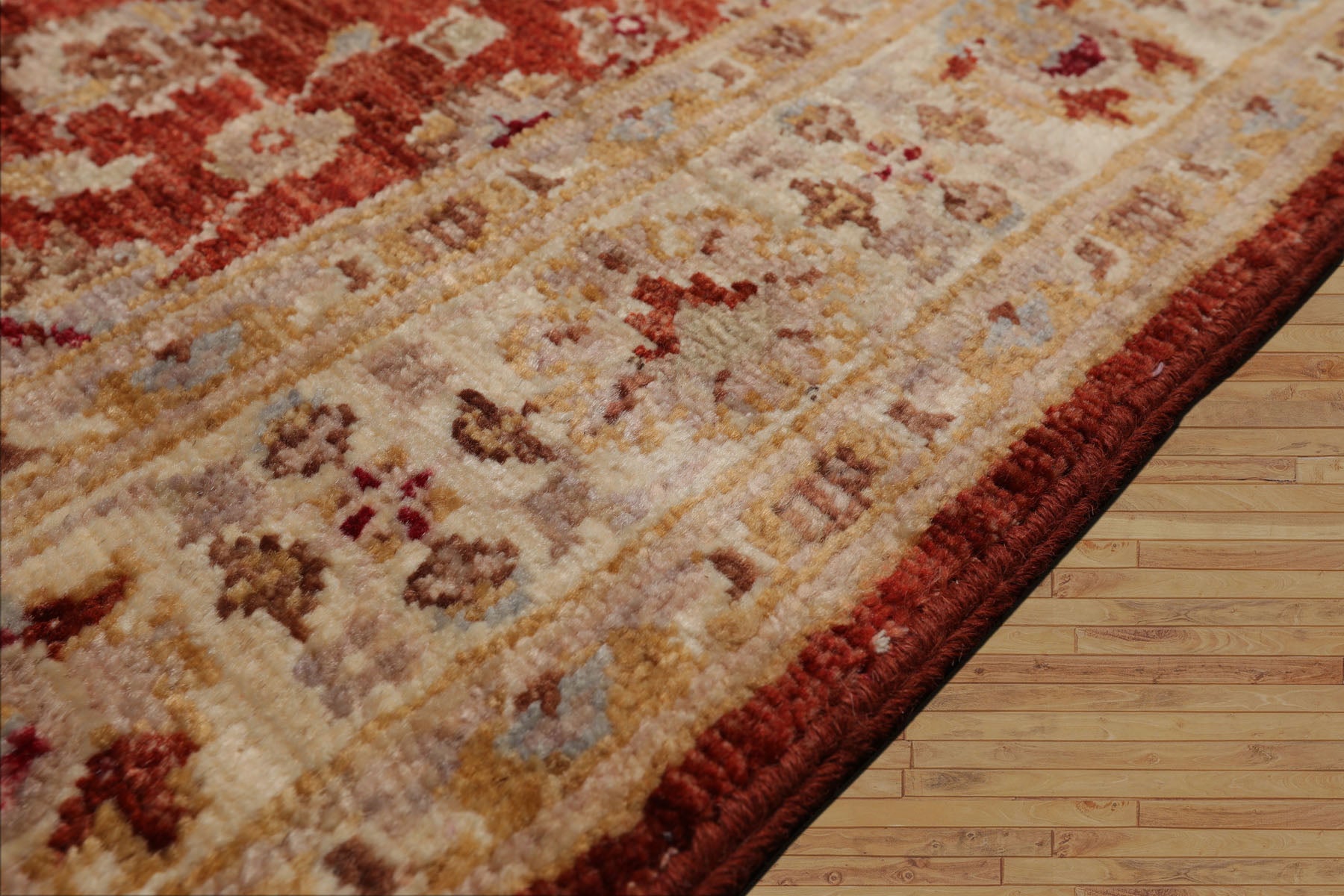 3x5 Rust, Ivory, Beige Color Hand Knotted Peshawar Wool Traditional Oriental Rug