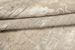 8x10 Tone on Tone Gray, , Color Hand Knotted Oushak Wool & Bamboo Silk Traditional Oriental Rug