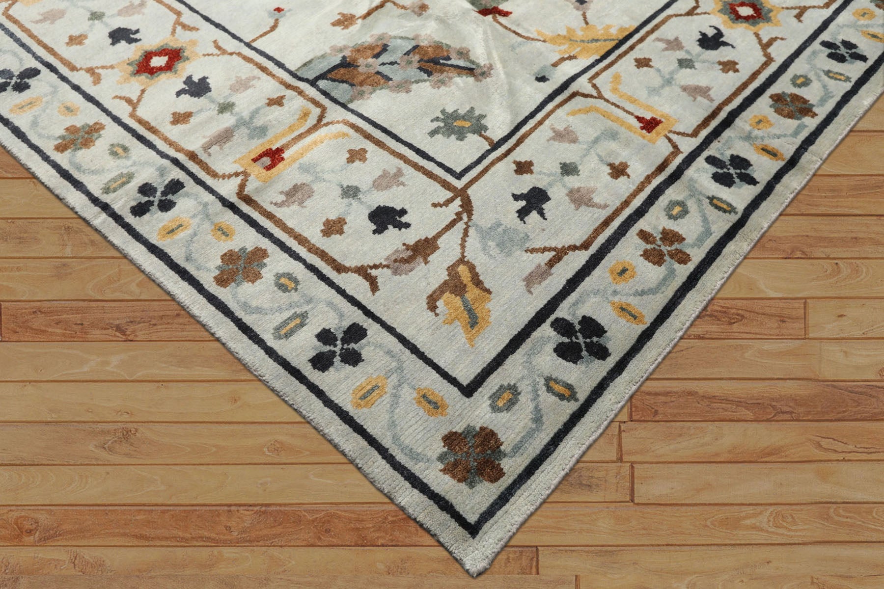 8x10 Blue, Light Gold, Blush Color Hand Knotted Tibetan New Zealand Wool Traditional Oriental Rug
