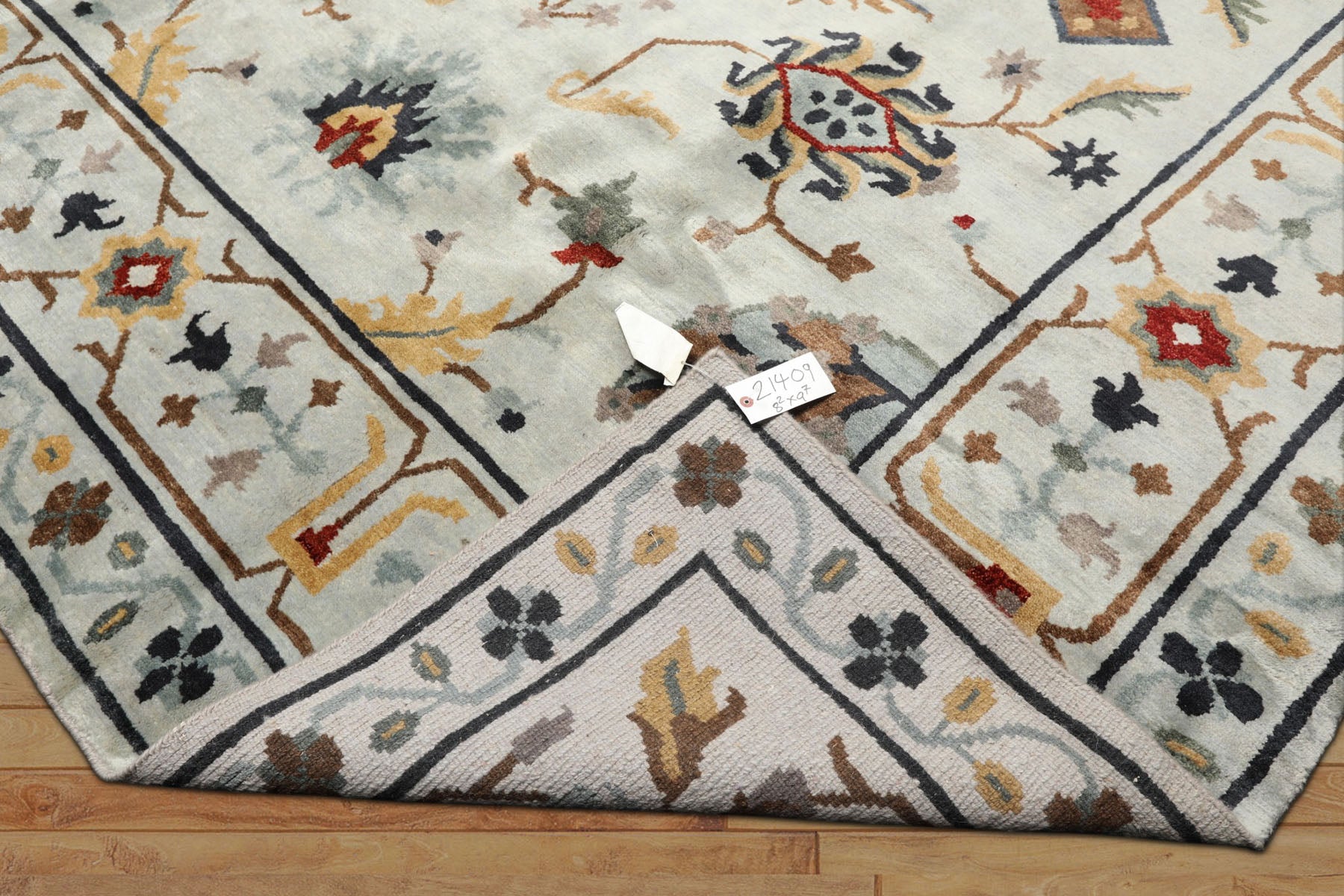 8x10 Blue, Light Gold, Blush Color Hand Knotted Tibetan New Zealand Wool Traditional Oriental Rug