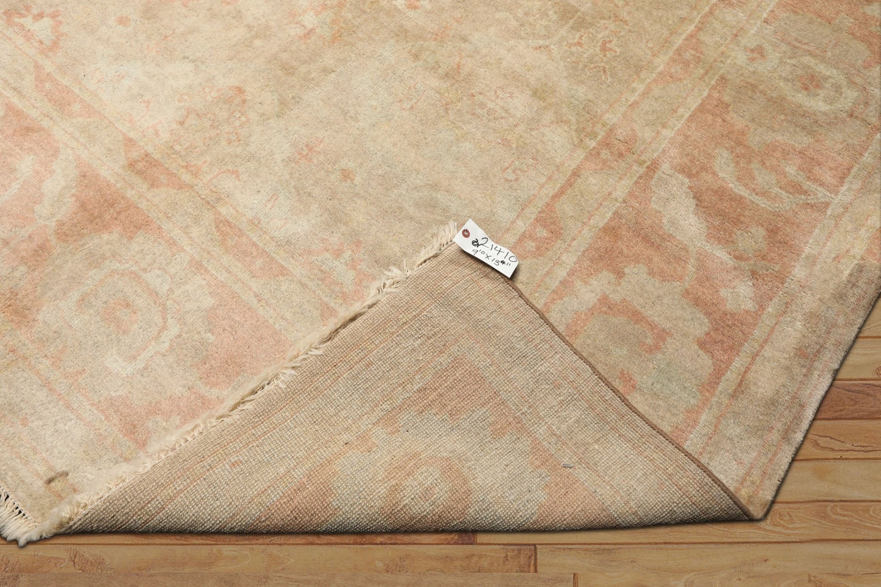 10x14 Beige, Rose, Aqua Color Hand Knotted Oushak Wool Traditional Oriental Rug