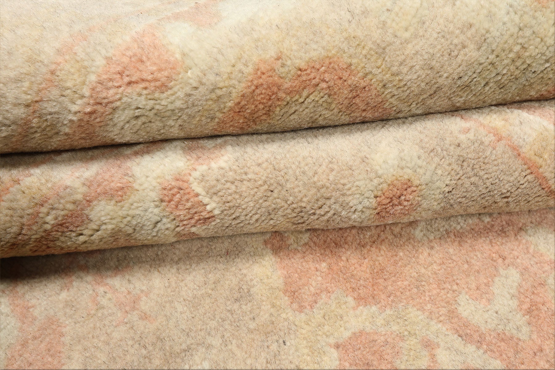 10x14 Beige, Rose, Aqua Color Hand Knotted Oushak Wool Traditional Oriental Rug