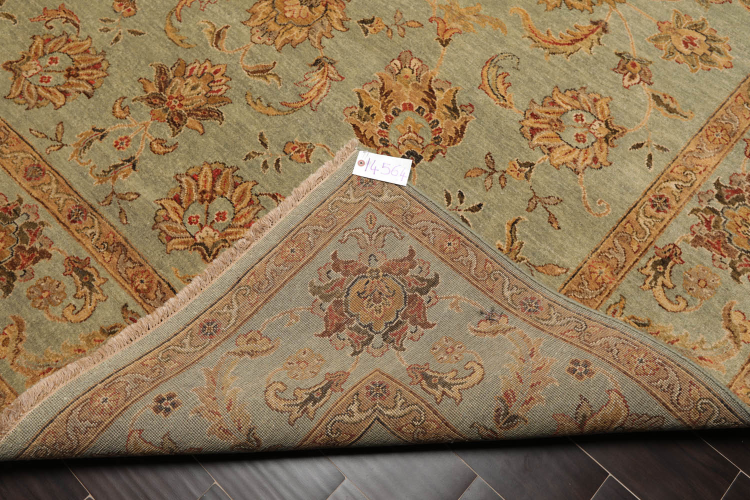 8x10 Aqua, Tan, Rust Color Hand Knotted All-Over 100% Wool Traditional-Persian/Oriental Oriental Rug