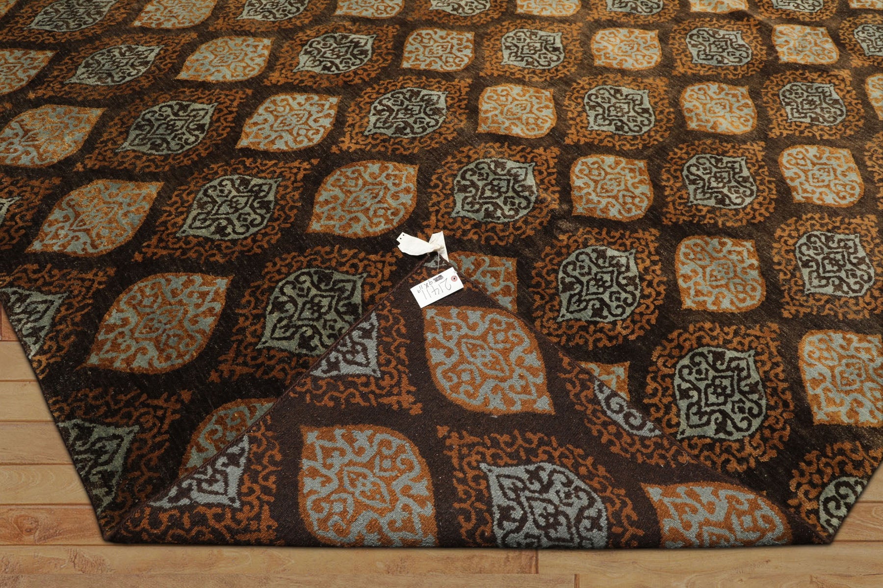 Multi Size Brown Aqua Caramel Color Hand Knotted Tibetan Wool Transitional Oriental Rug