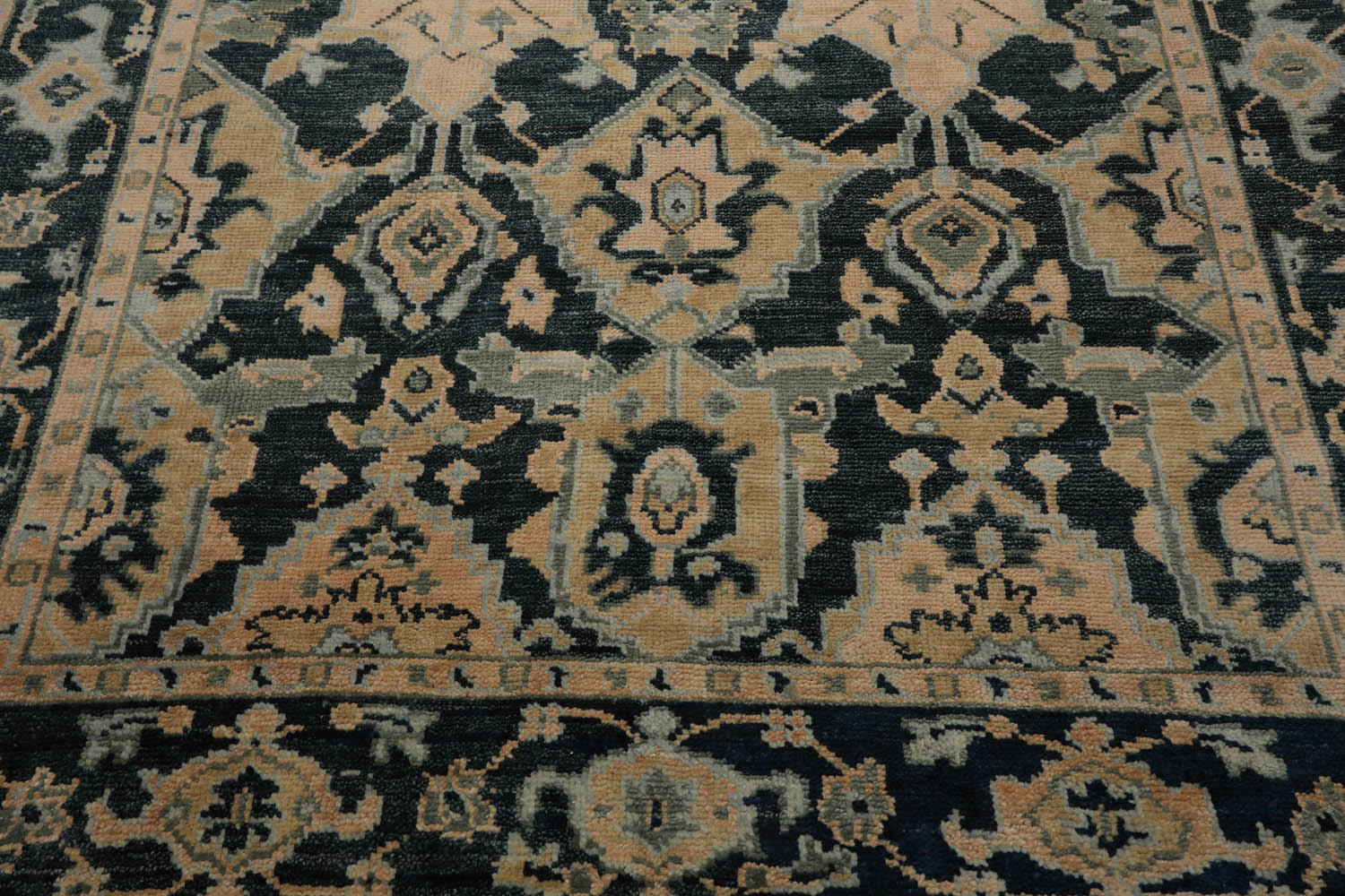 8x10 Teal, Pale Peach, Celadon Color Hand Knotted All-Over 100% Wool Traditional Oriental Rug