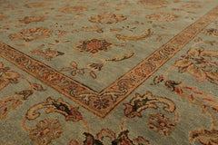 8x10 Aqua, Tan, Rust Color Hand Knotted All-Over 100% Wool Traditional-Persian/Oriental Oriental Rug