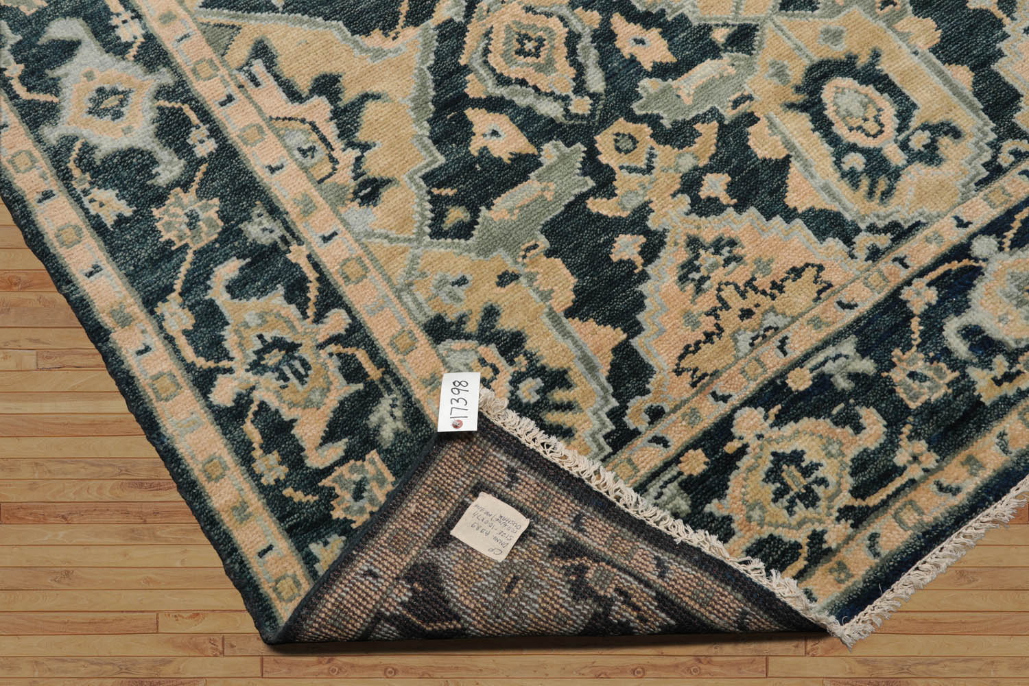 8x10 Teal, Pale Peach, Celadon Color Hand Knotted All-Over 100% Wool Traditional Oriental Rug