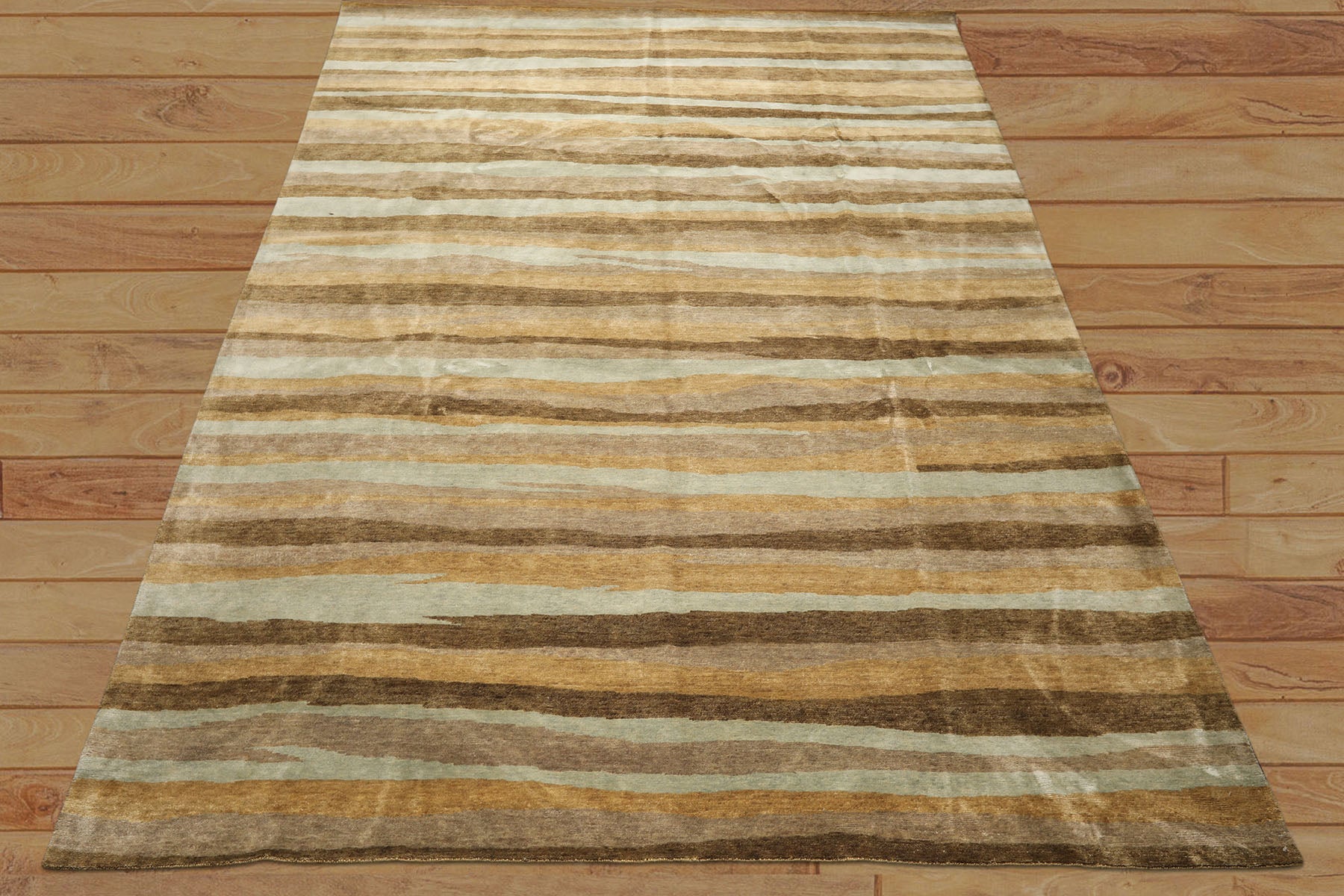 9x12 Tan, Aqua, Taupe Color Hand Knotted Tibetan Wool Modern & Contemporary Oriental Rug