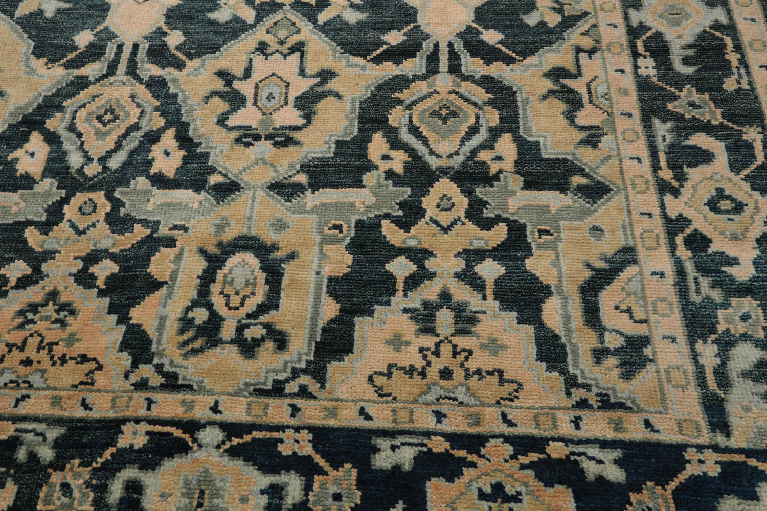 8x10 Teal, Pale Peach, Celadon Color Hand Knotted All-Over 100% Wool Traditional Oriental Rug