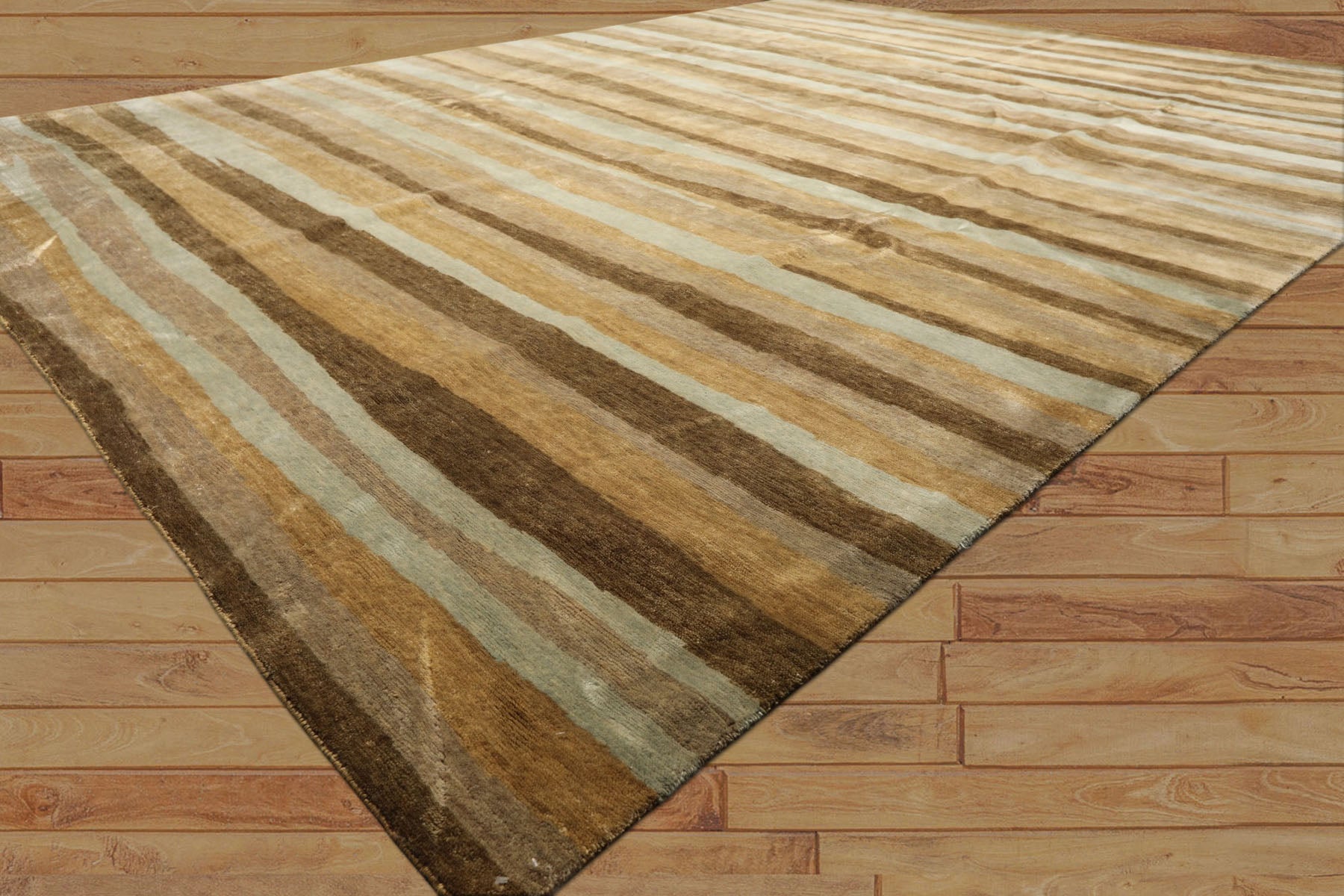 9x12 Tan, Aqua, Taupe Color Hand Knotted Tibetan Wool Modern & Contemporary Oriental Rug