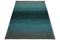 LoomBloom Multi Size Teal Wool Contemporary Designer Ombre Hand Tufted Oriental Area Rug