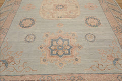 9'x12' Pale Aqua Afghan Oushak Wool Oriental Area Rug, Hand Knotted, Traditional Style