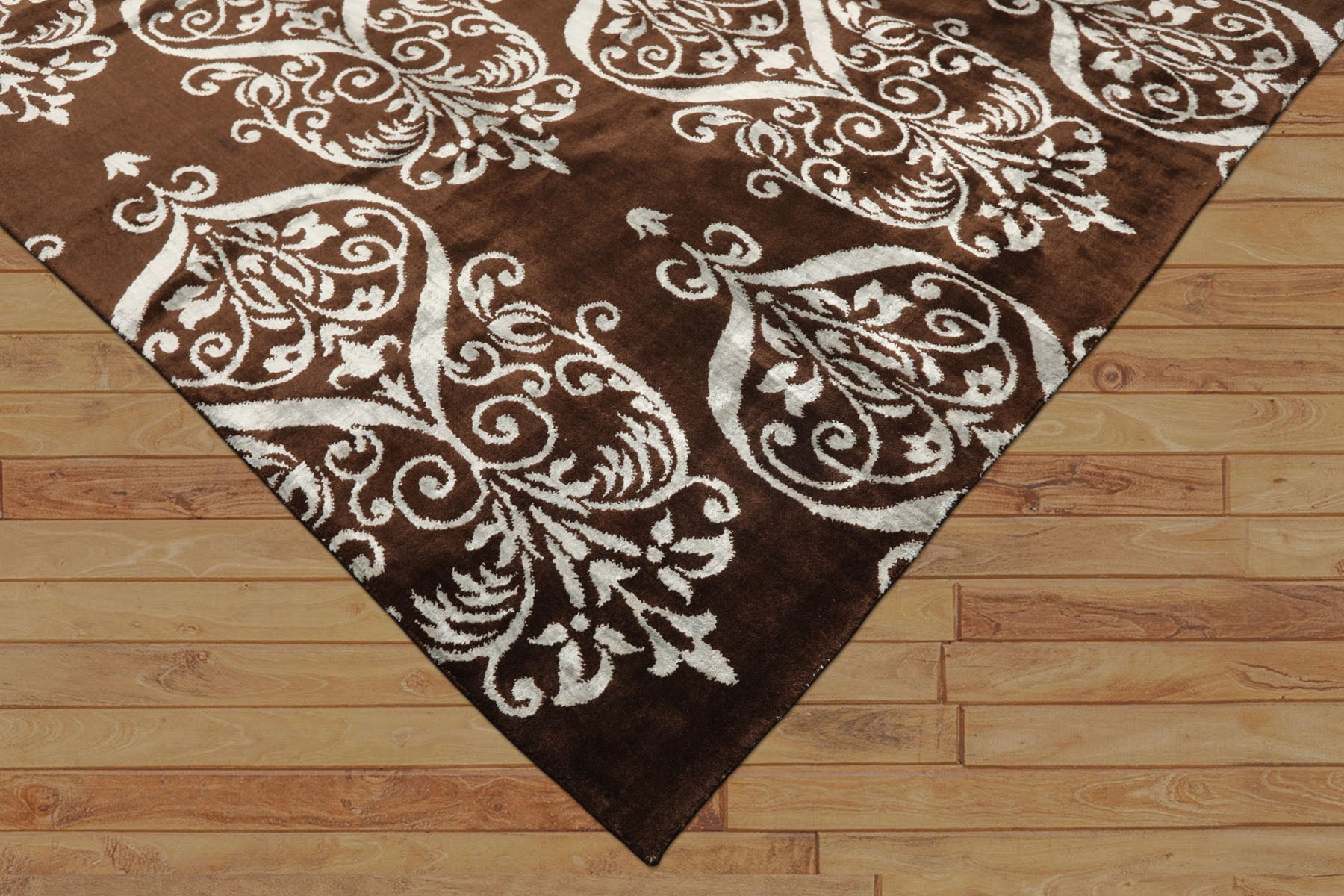 8x10 Brown, Aqua, Color Hand Loomed Tibetan Wool & Bamboo Silk Transitional Oriental Rug