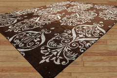 8x10 Brown, Aqua, Color Hand Loomed Tibetan Wool & Bamboo Silk Transitional Oriental Rug