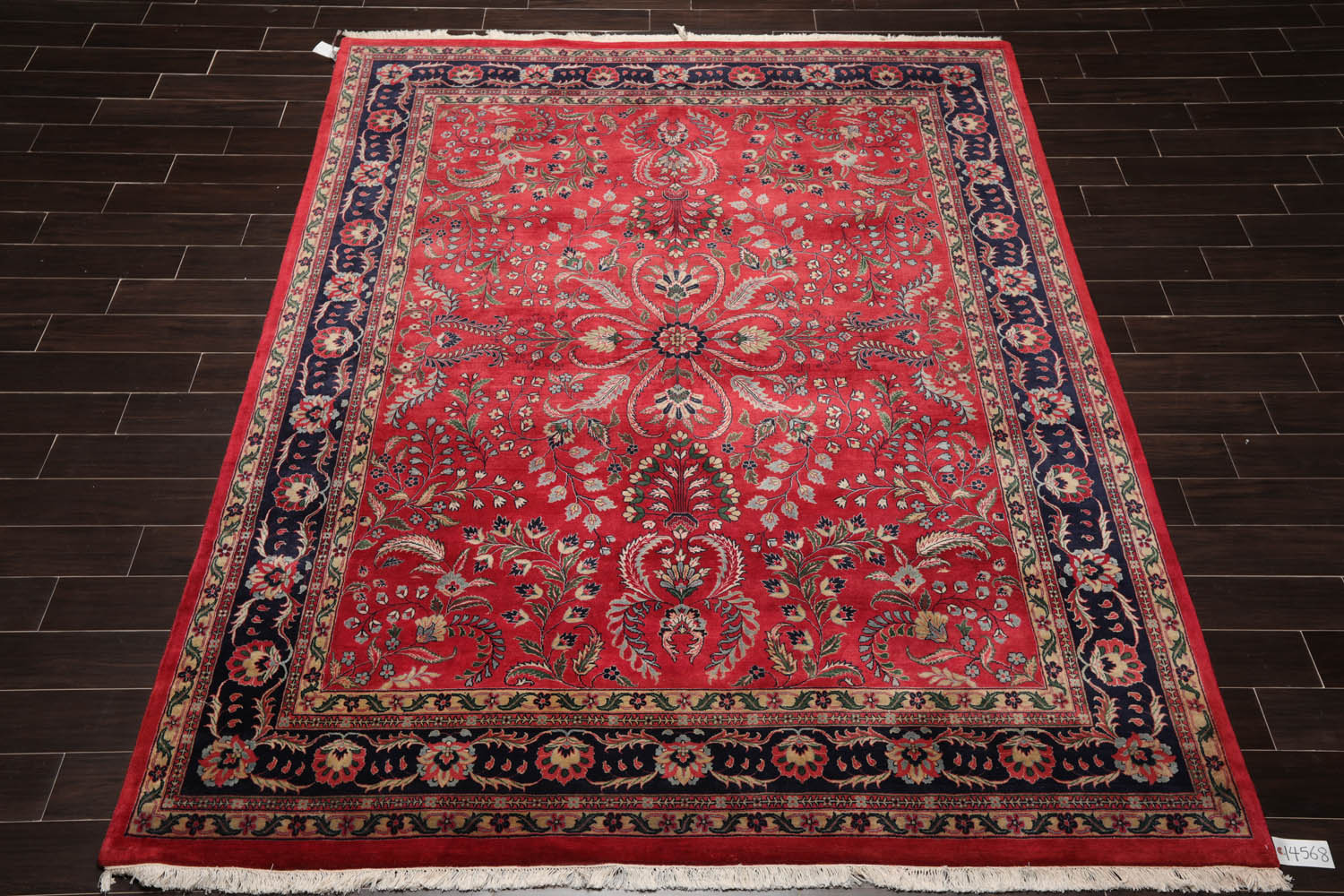 8x10 Rose, Navy, Green Color Hand Knotted All-Over 100% Wool Traditional-Persian/Oriental Oriental Rug