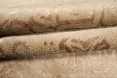 8x10 Beige, Tan, Color Hand Knotted Tibetan Wool & Bamboo Silk Transitional Oriental Rug