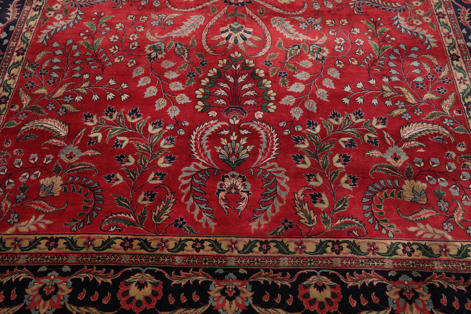 8x10 Rose, Navy, Green Color Hand Knotted All-Over 100% Wool Traditional-Persian/Oriental Oriental Rug