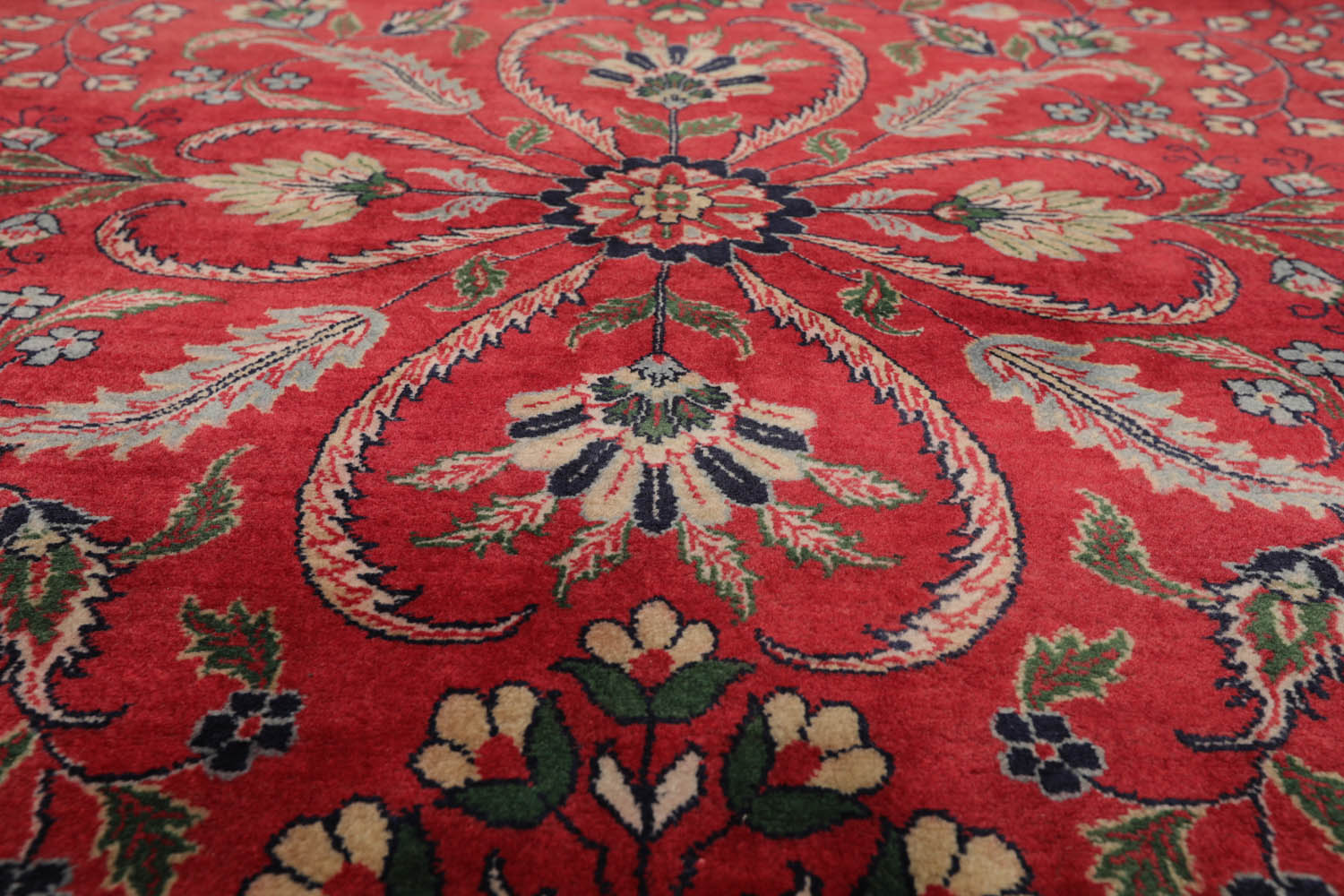 8x10 Rose, Navy, Green Color Hand Knotted All-Over 100% Wool Traditional-Persian/Oriental Oriental Rug