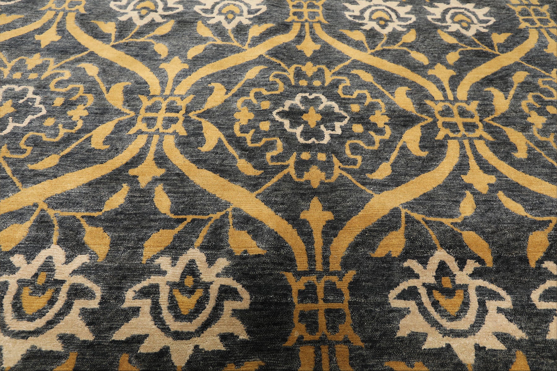 Multi Size Slate Blue Gold Color Hand Knotted Tibetan Wool Traditional Oriental Rug