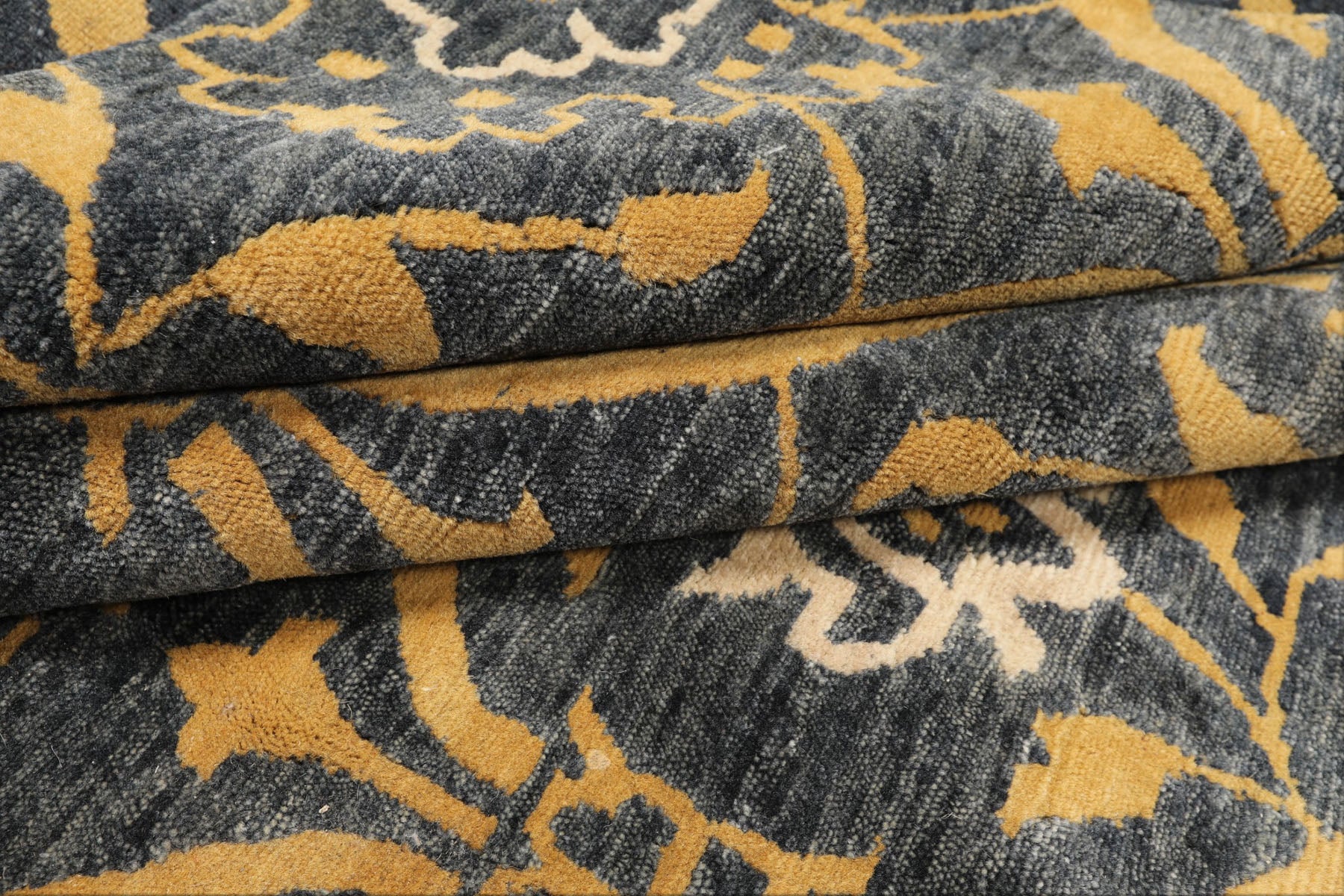 Multi Size Slate Blue Gold Color Hand Knotted Tibetan Wool Traditional Oriental Rug