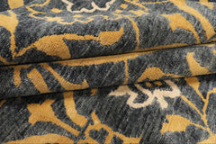 Multi Size Slate Blue Gold Color Hand Knotted Tibetan Wool Traditional Oriental Rug