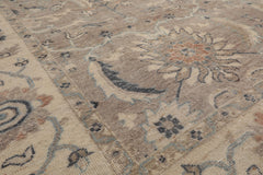 8x10 Hand Knotted Distressed Quality 100% Wool Traditional Oriental Rug in Tan and Ivory Colors