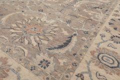 8x10 Hand Knotted Distressed Quality 100% Wool Traditional Oriental Rug in Tan and Ivory Colors