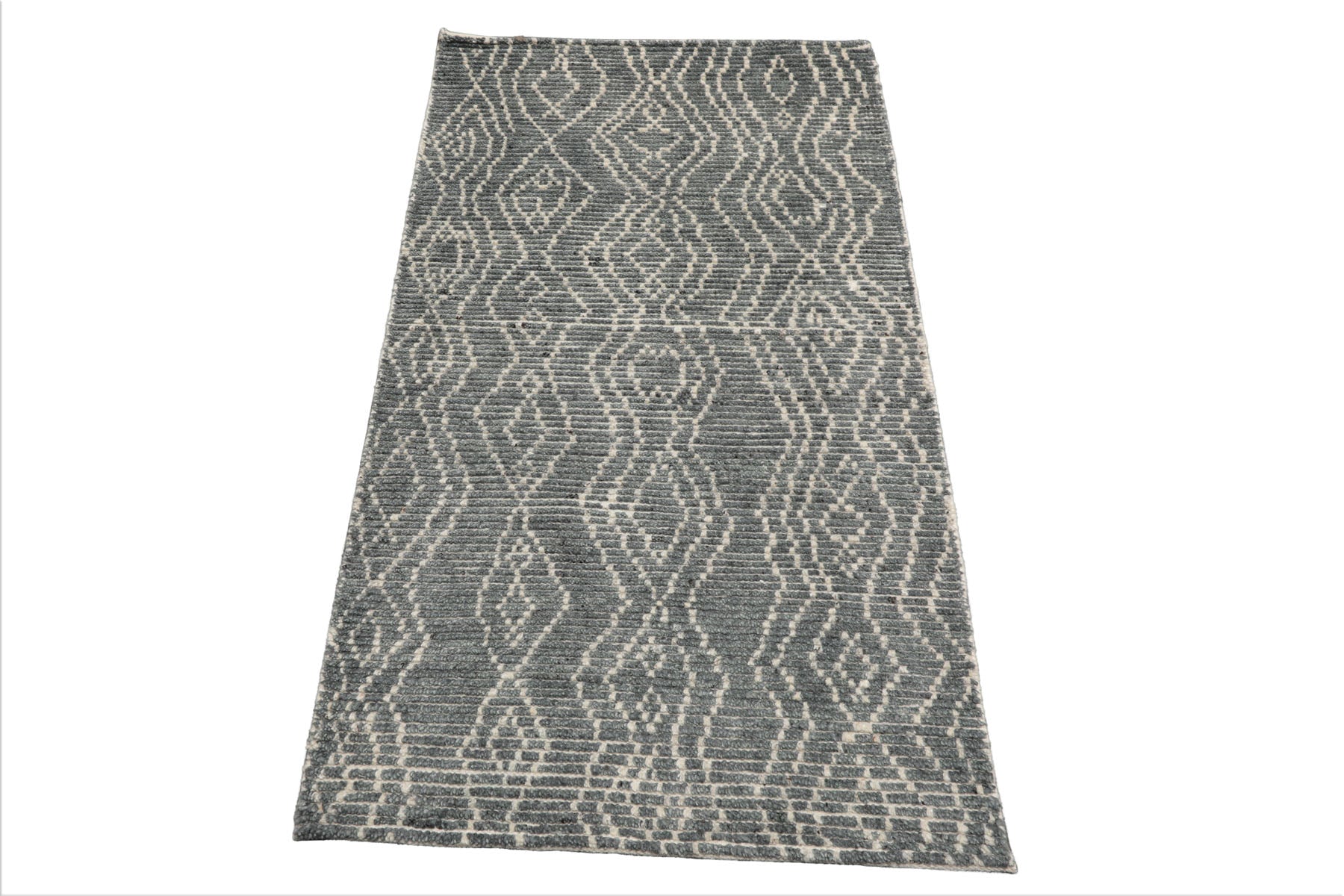 LoomBloom Celadon 3'x5' Afghan Moroccan Modern Contemporary Tribal Hand Knotted Wool Oriental Area Rug