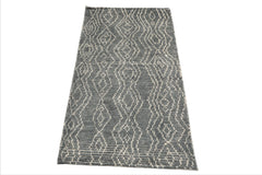 LoomBloom Celadon 3'x5' Afghan Moroccan Modern Contemporary Tribal Hand Knotted Wool Oriental Area Rug