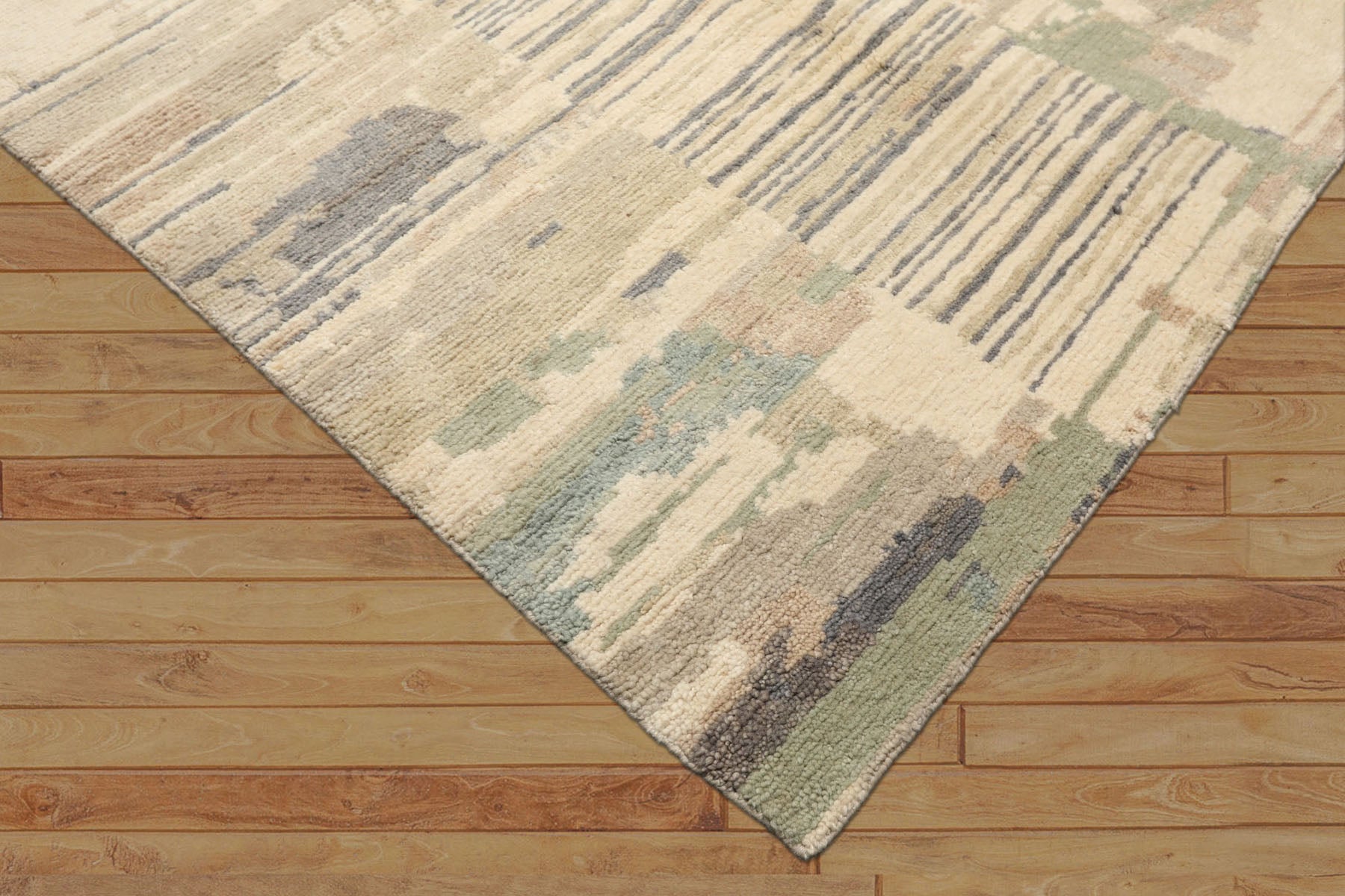 8x10 Beige, Sage, Gray Color Hand Knotted Tibetan Wool Modern & Contemporary Oriental Rug