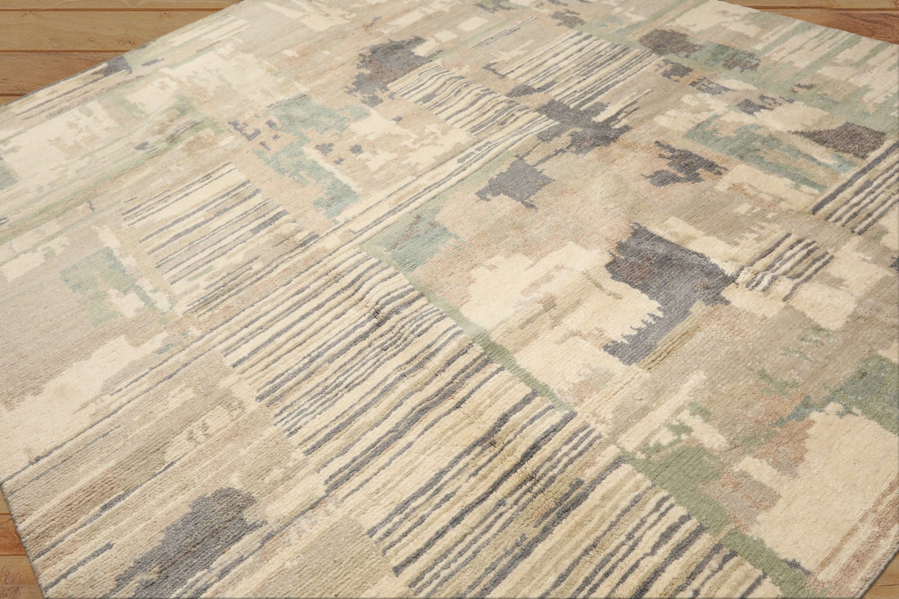 8x10 Beige, Sage, Gray Color Hand Knotted Tibetan Wool Modern & Contemporary Oriental Rug