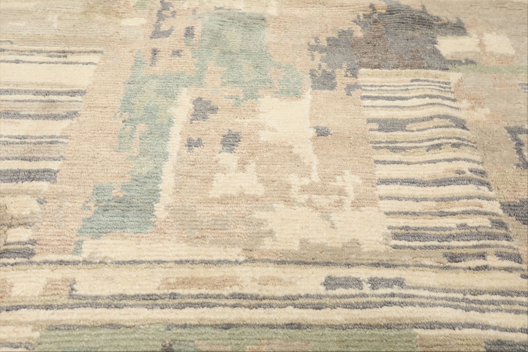 8x10 Beige, Sage, Gray Color Hand Knotted Tibetan Wool Modern & Contemporary Oriental Rug