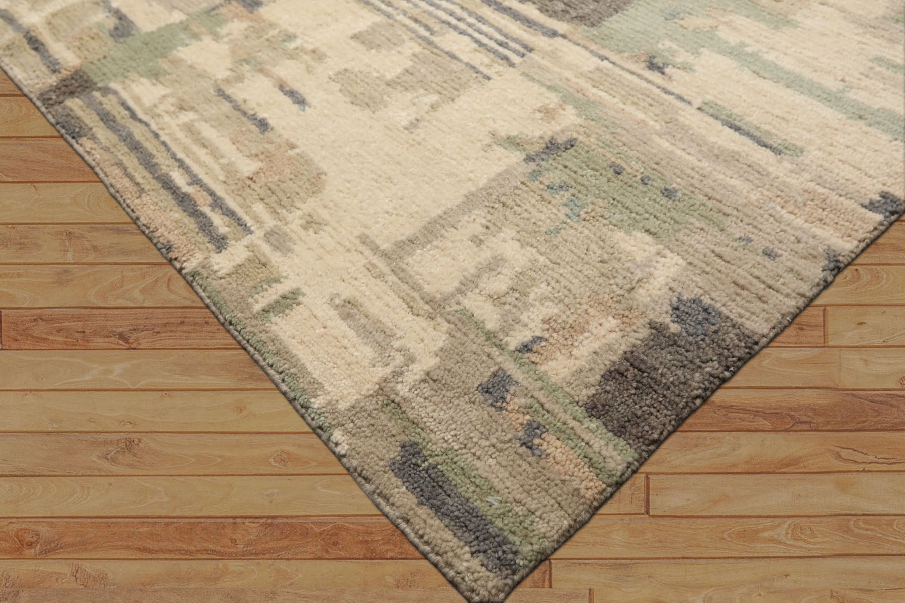 8x10 Beige, Sage, Gray Color Hand Knotted Tibetan Wool Modern & Contemporary Oriental Rug