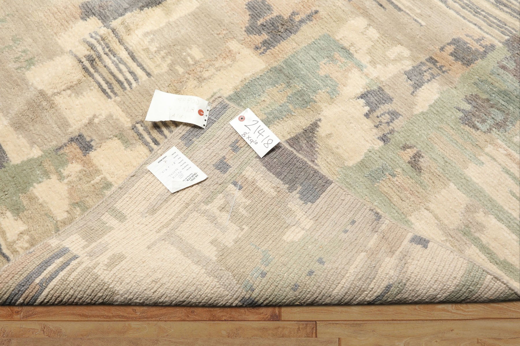 8x10 Beige, Sage, Gray Color Hand Knotted Tibetan Wool Modern & Contemporary Oriental Rug