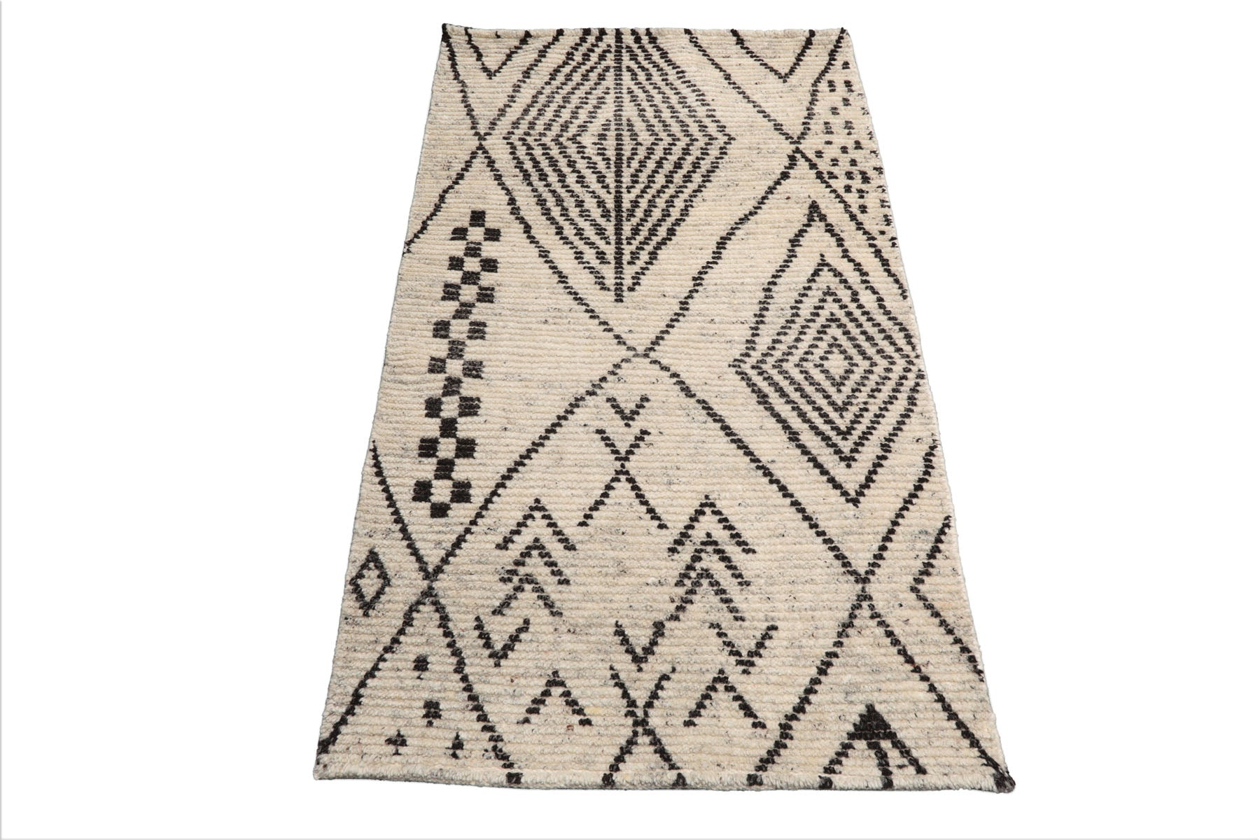 LoomBloom Ivory 3'x5' Afghan Moroccan Modern Contemporary Tribal Hand Knotted Wool Oriental Area Rug