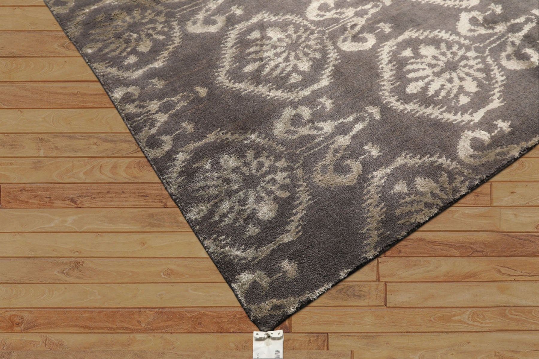 8x10 Graphite, Silver, Gray Color Hand Loomed Tibetan Wool & Bamboo Silk Transitional Oriental Rug