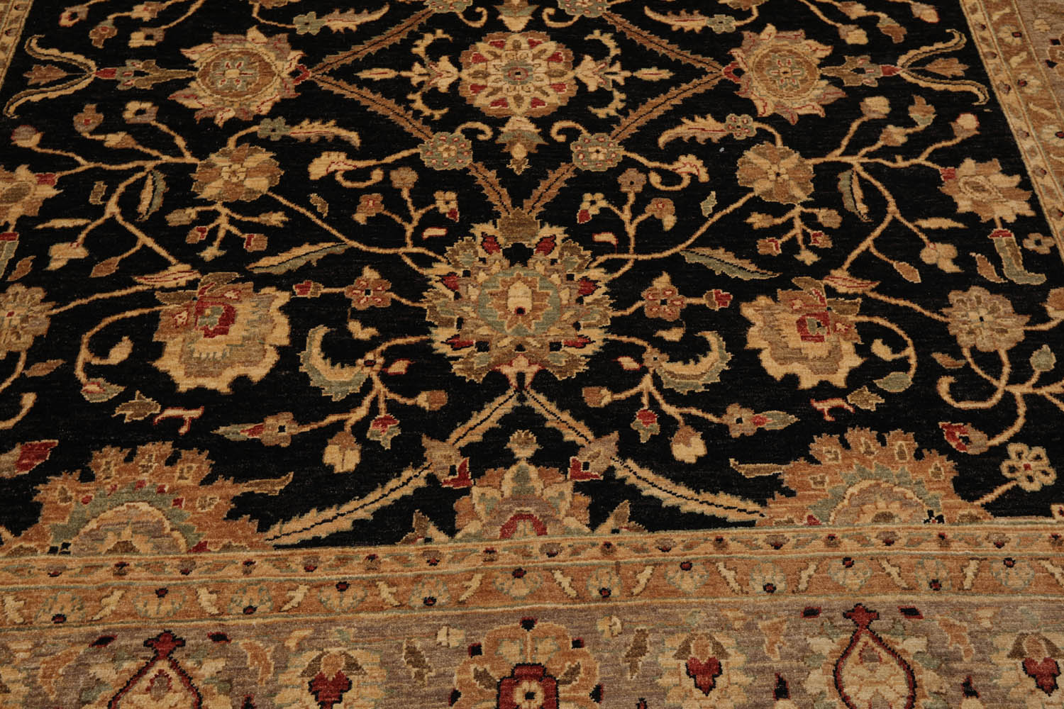 Square Black, Gray, Tan Color Hand Knotted All-Over 100% Wool Traditional Oriental Rug