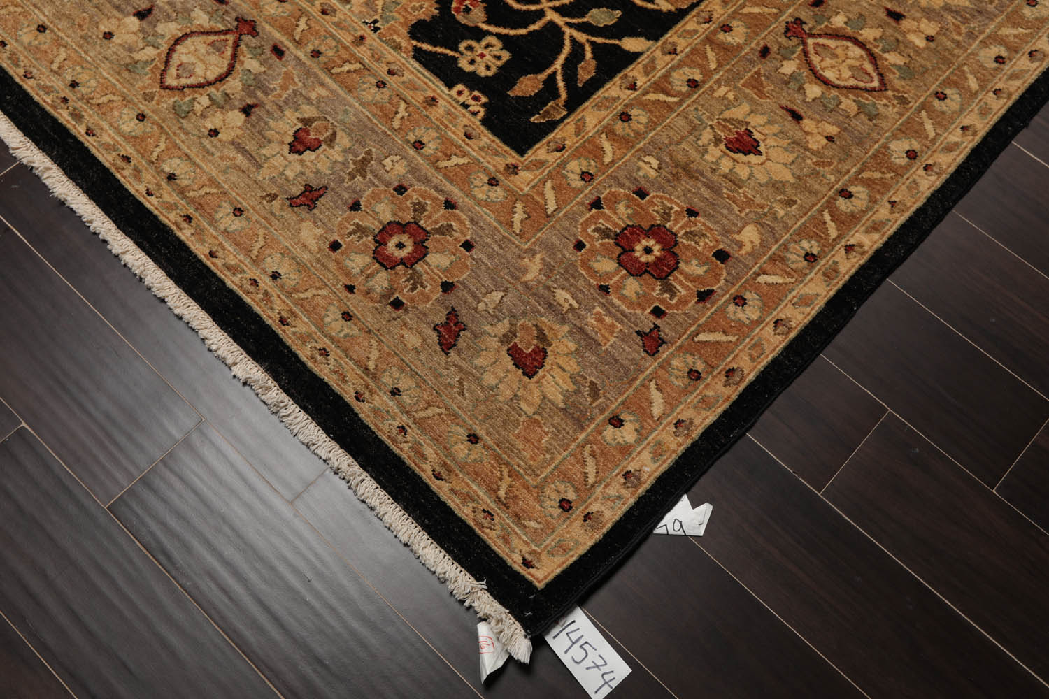 Square Black, Gray, Tan Color Hand Knotted All-Over 100% Wool Traditional Oriental Rug
