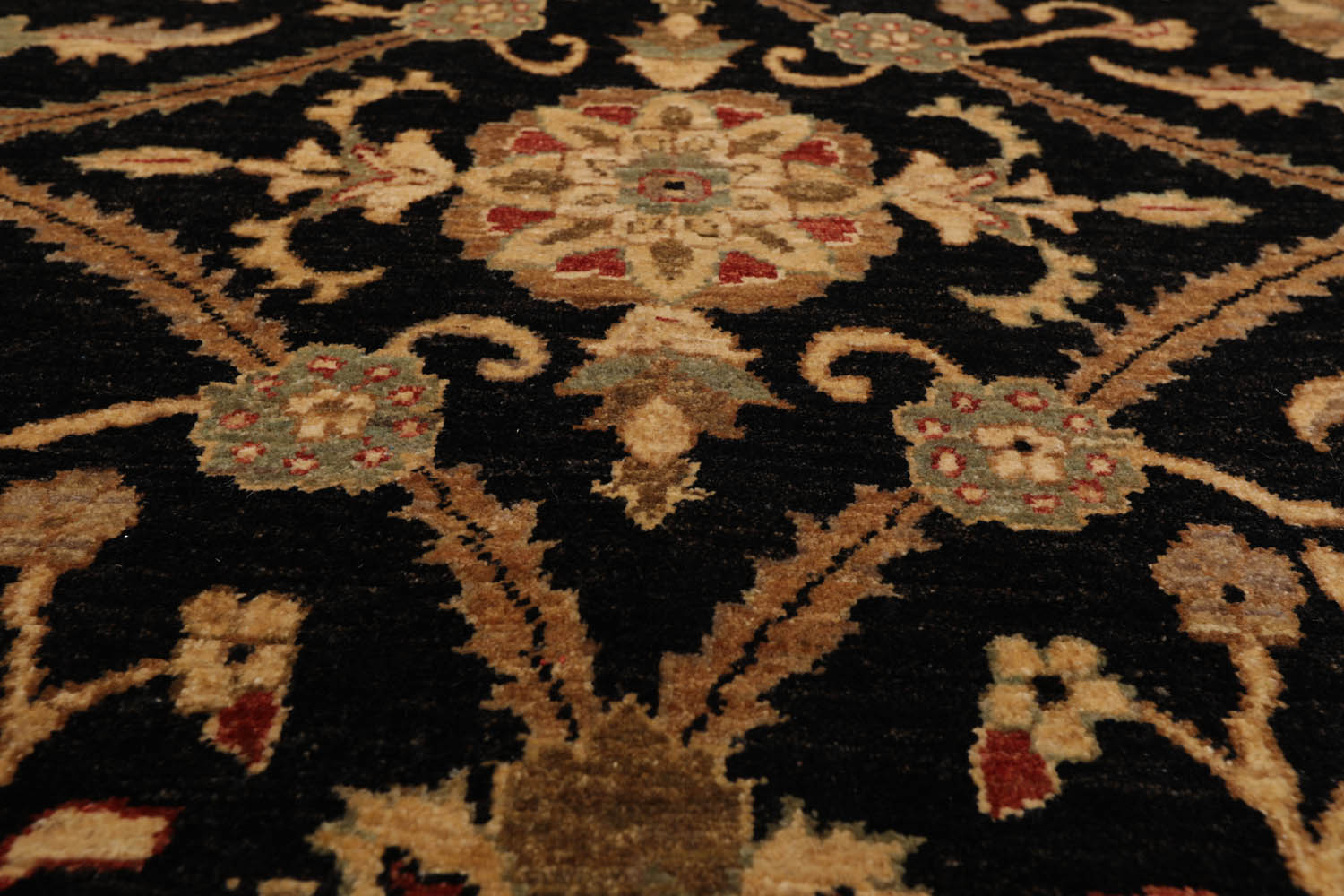 Square Black, Gray, Tan Color Hand Knotted All-Over 100% Wool Traditional Oriental Rug