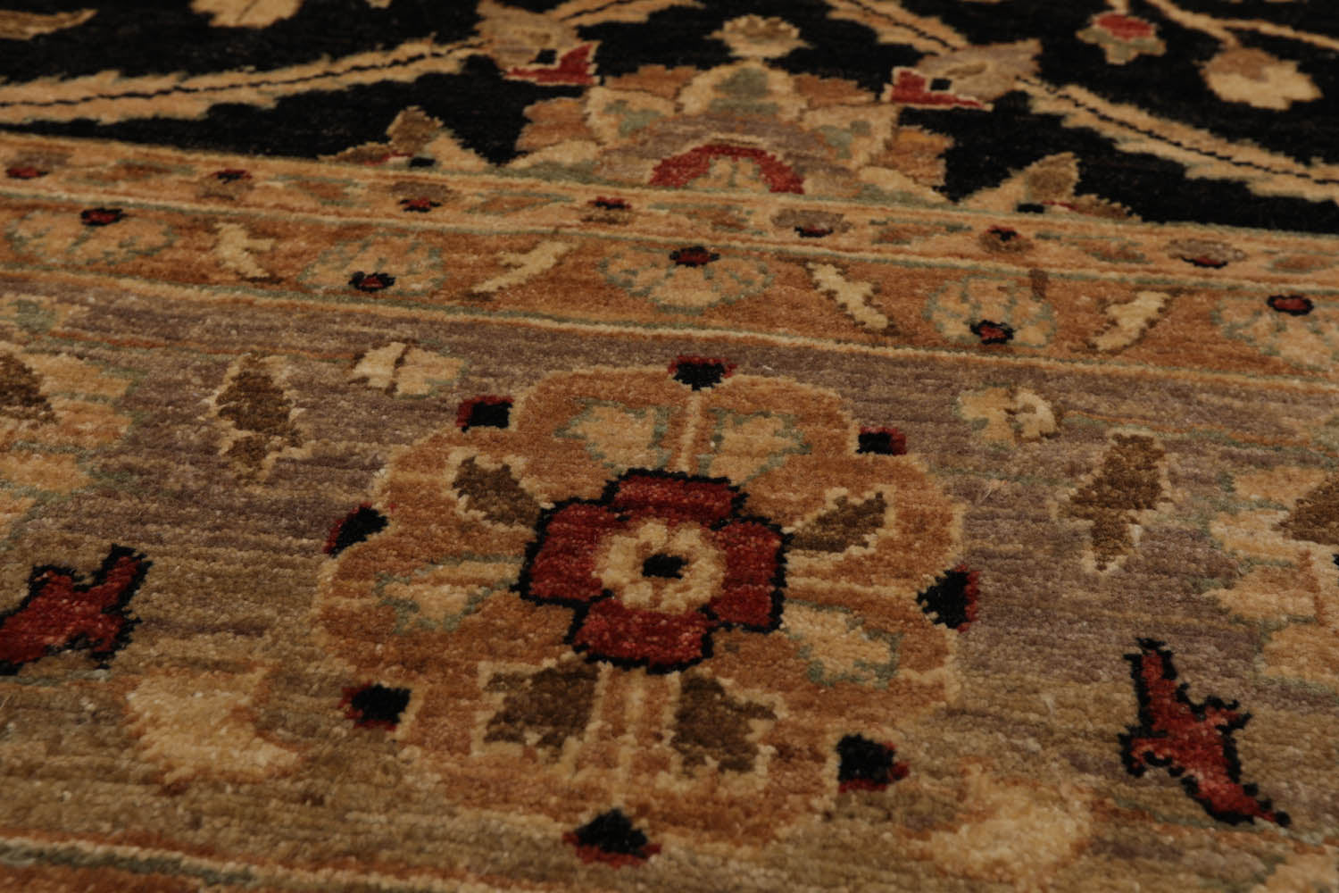 Square Black, Gray, Tan Color Hand Knotted All-Over 100% Wool Traditional Oriental Rug