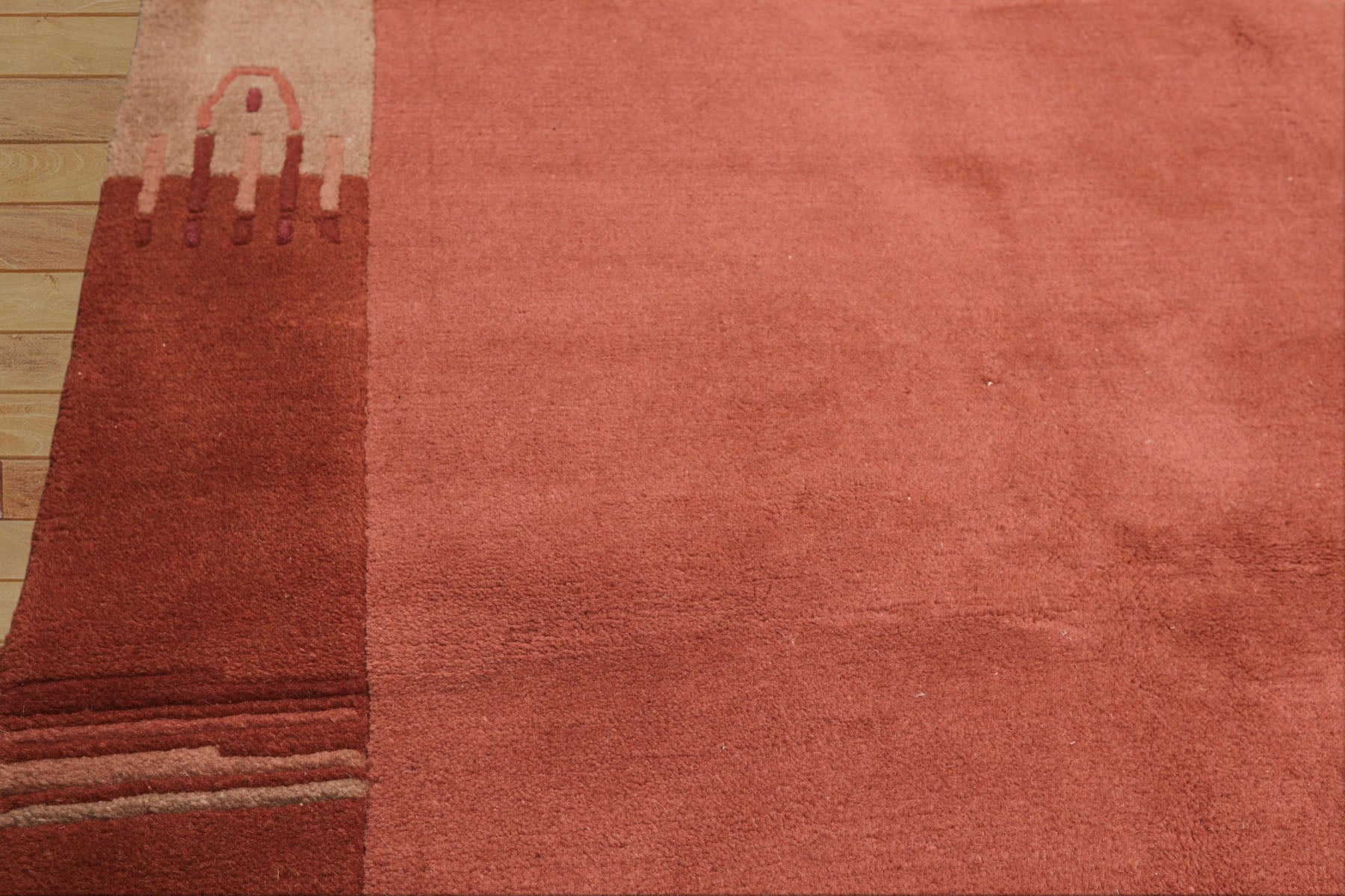 5x8 Rose, Orange, Beige Color Hand Knotted Tibetan Wool Modern & Contemporary Oriental Rug