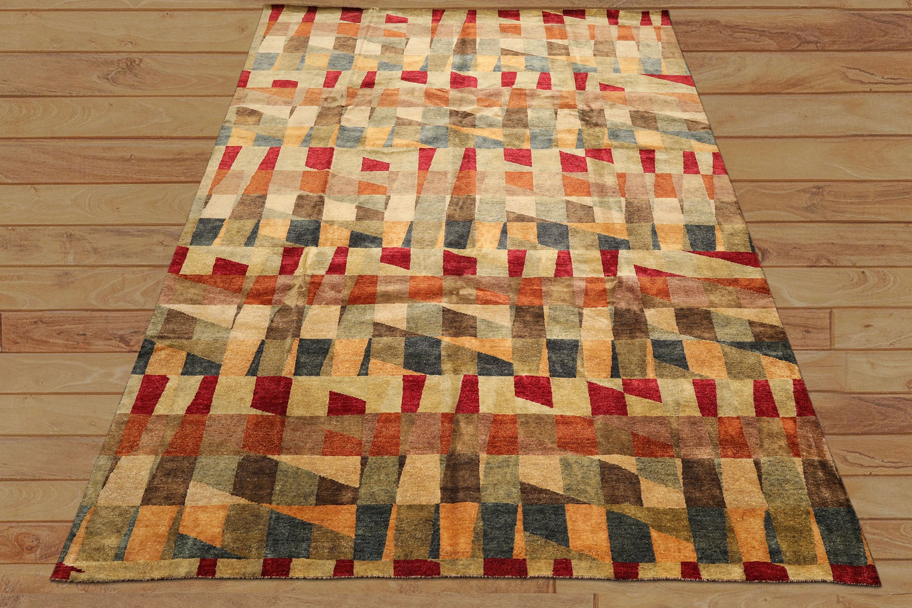 9x12 Beige, Aqua, Teal Color Hand Knotted Tibetan Wool Modern & Contemporary Oriental Rug