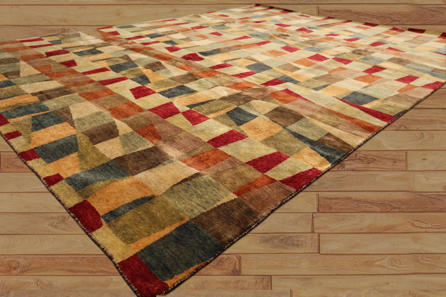 9x12 Beige, Aqua, Teal Color Hand Knotted Tibetan Wool Modern & Contemporary Oriental Rug