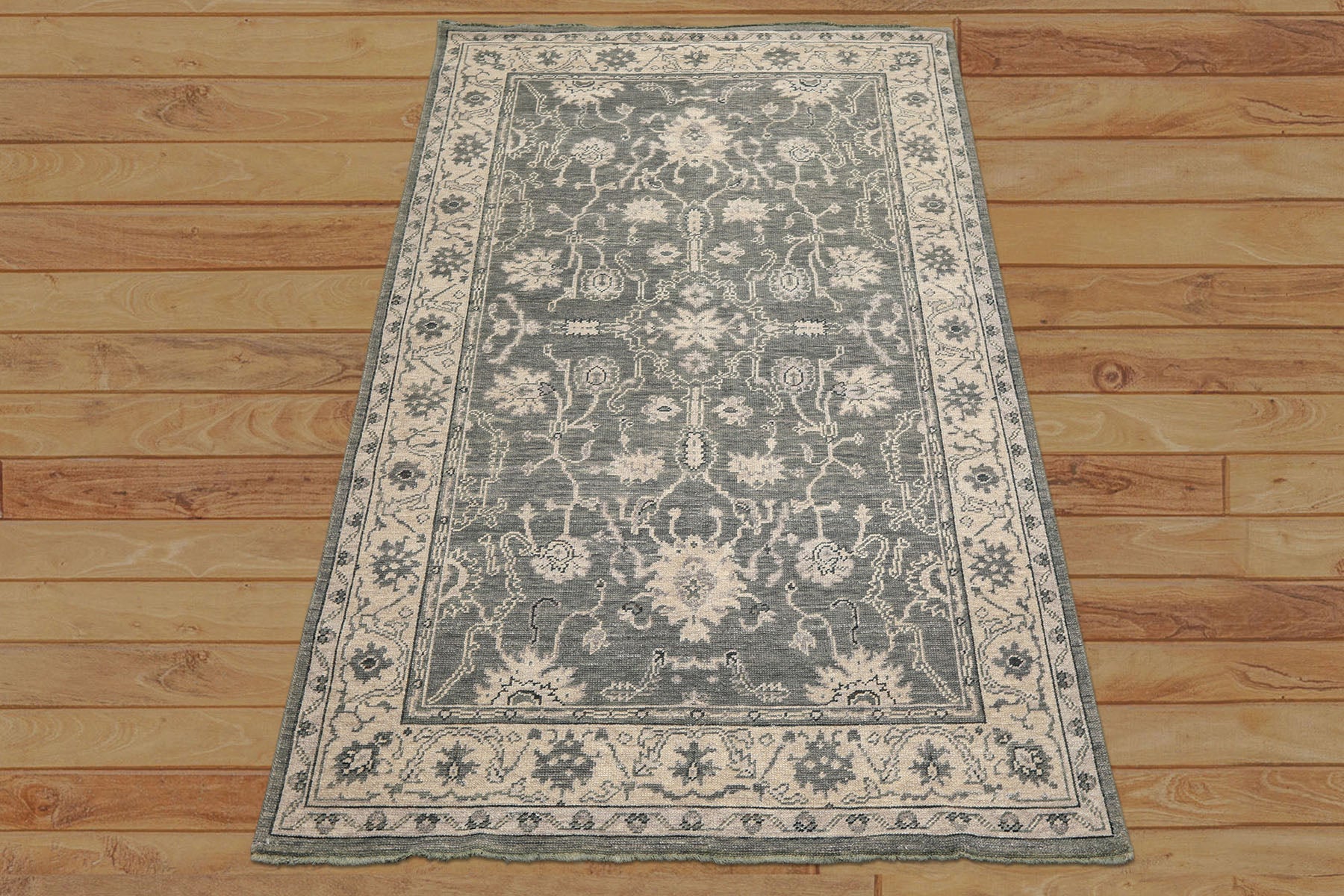 6x9 Gray, Ivory, Color Hand Knotted Oushak Wool Traditional Oriental Rug