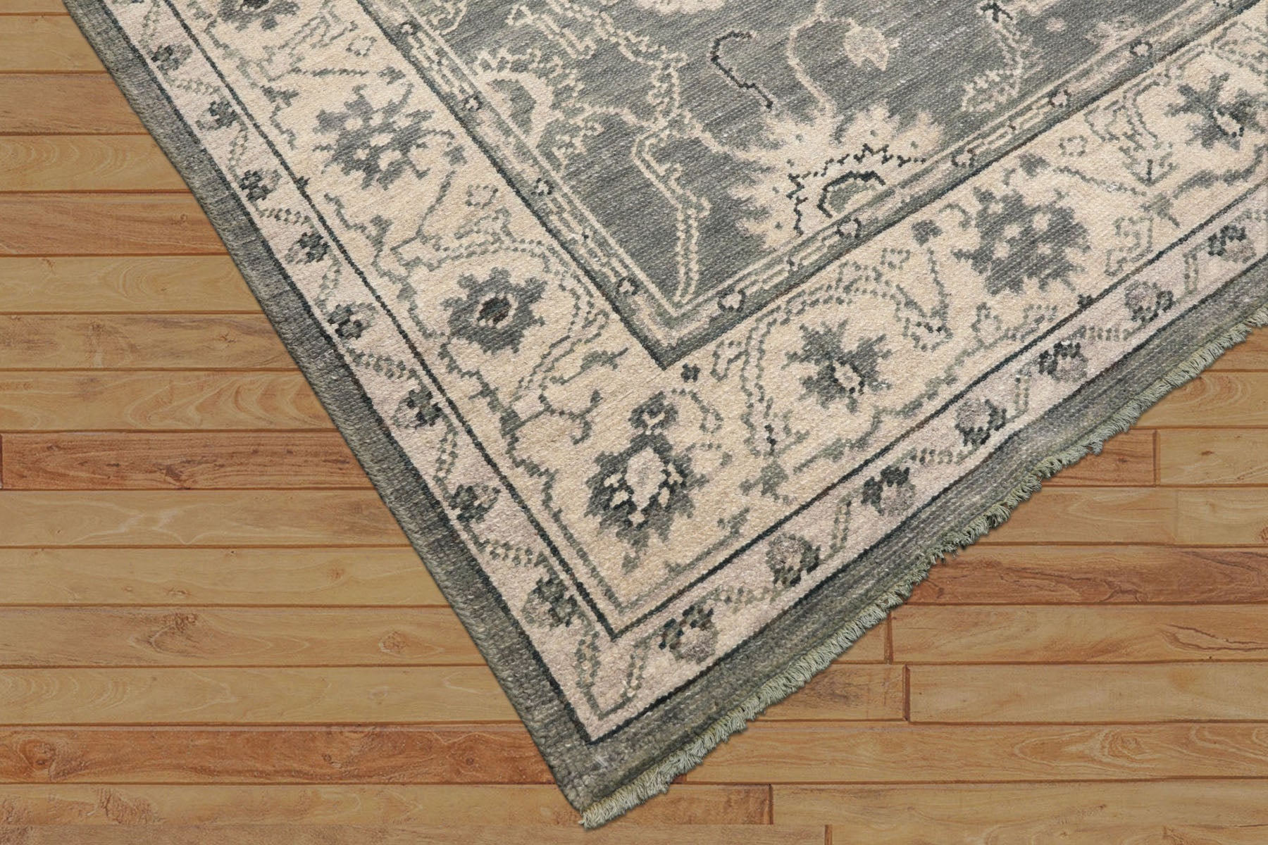 6x9 Gray, Ivory, Color Hand Knotted Oushak Wool Traditional Oriental Rug
